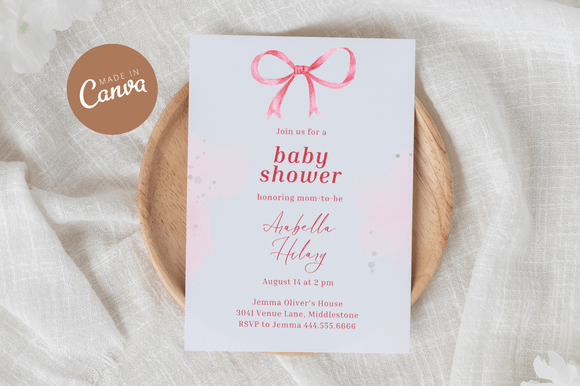 Download Coquette Baby Shower Invitiation Canva - Premium Resources