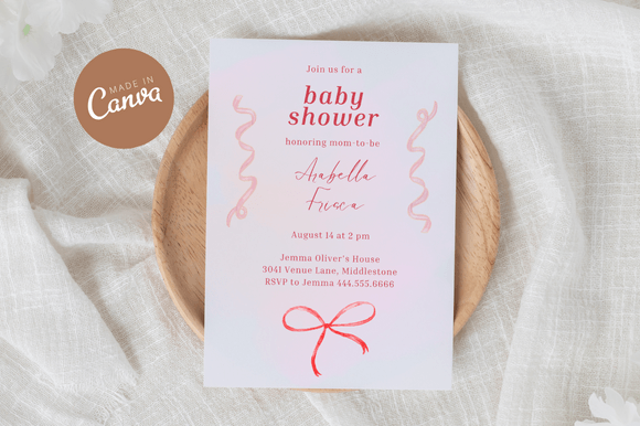 Download Coquette Baby Shower Invitiation Canva - Premium Resources