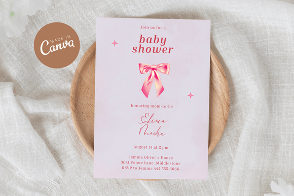 Download Coquette Baby Shower Invitiation Canva - Premium Resources