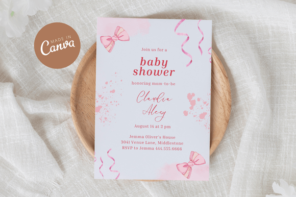 Download Coquette Baby Shower Invitiation Canva - Premium Resources