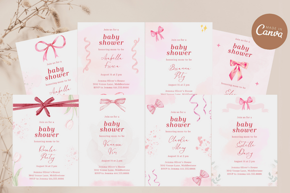 Download Coquette Baby Shower Invitation Bundles - Premium Resources