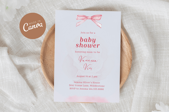 Download Coquette Baby Shower Invitiation Canva - Premium Resources