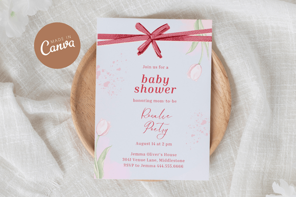 Download Coquette Baby Shower Invitiation Canva - Premium Resources